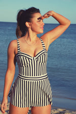 Load image into Gallery viewer, One Piece Fitted Bust Swimsuit with Skirt
